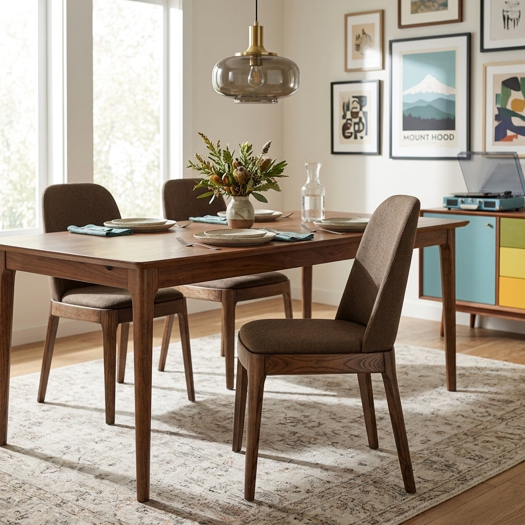 Bryce Dining Chair (Four Hands) in Brown Horse dining room setting - dining chair by Four Hands - Whats New Furniture Portland OR