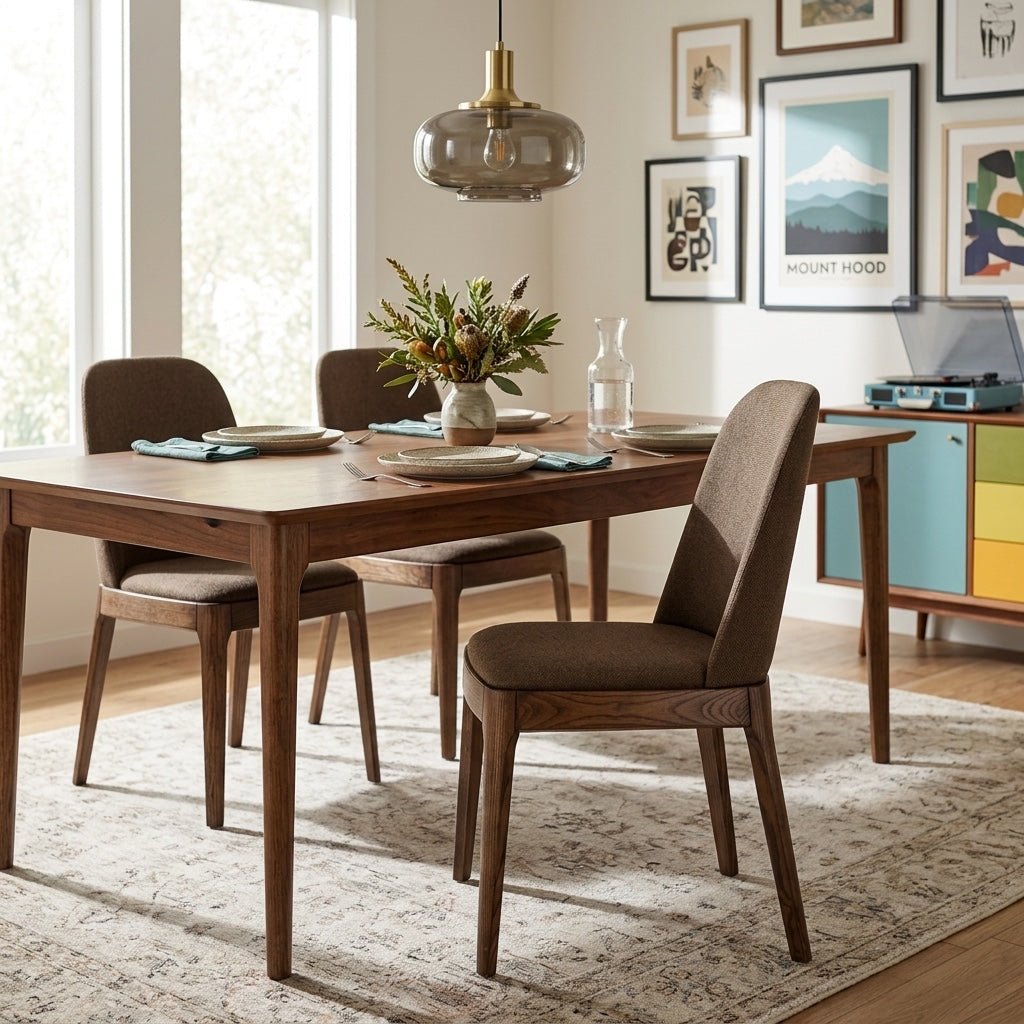Bryce Dining Chair (Four Hands) in Brown Horse dining room setting - dining chair by Four Hands - Whats New Furniture Portland OR
