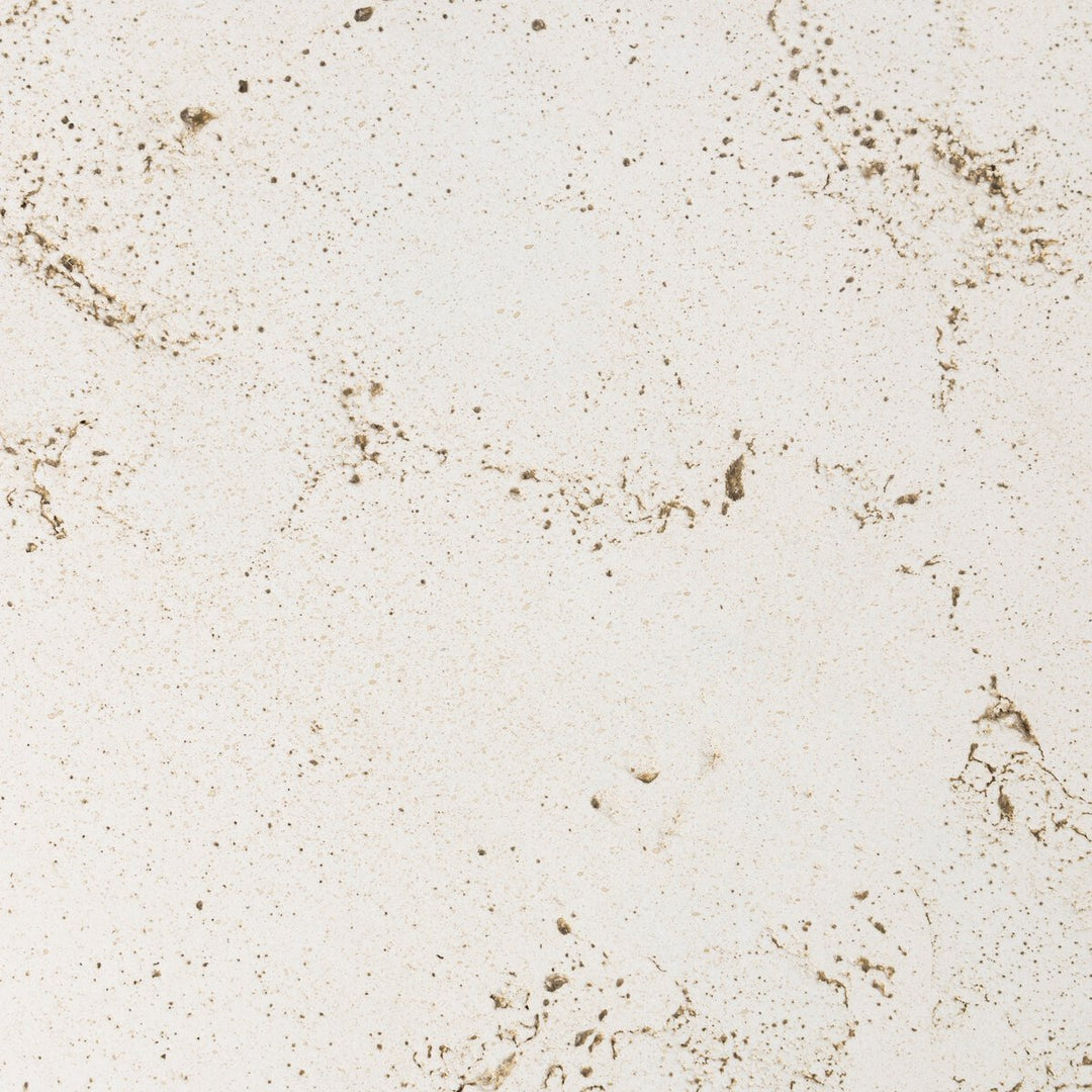 Callisto Outdoor End Table in Aged White Concrete three-quarter view - Whats New Furniture Portland OR