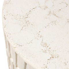 Callisto Outdoor End Table in Aged White Concrete side view - Whats New Furniture Portland OR