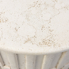 Callisto Outdoor End Table in Aged White Concrete detail view - Whats New Furniture Portland OR