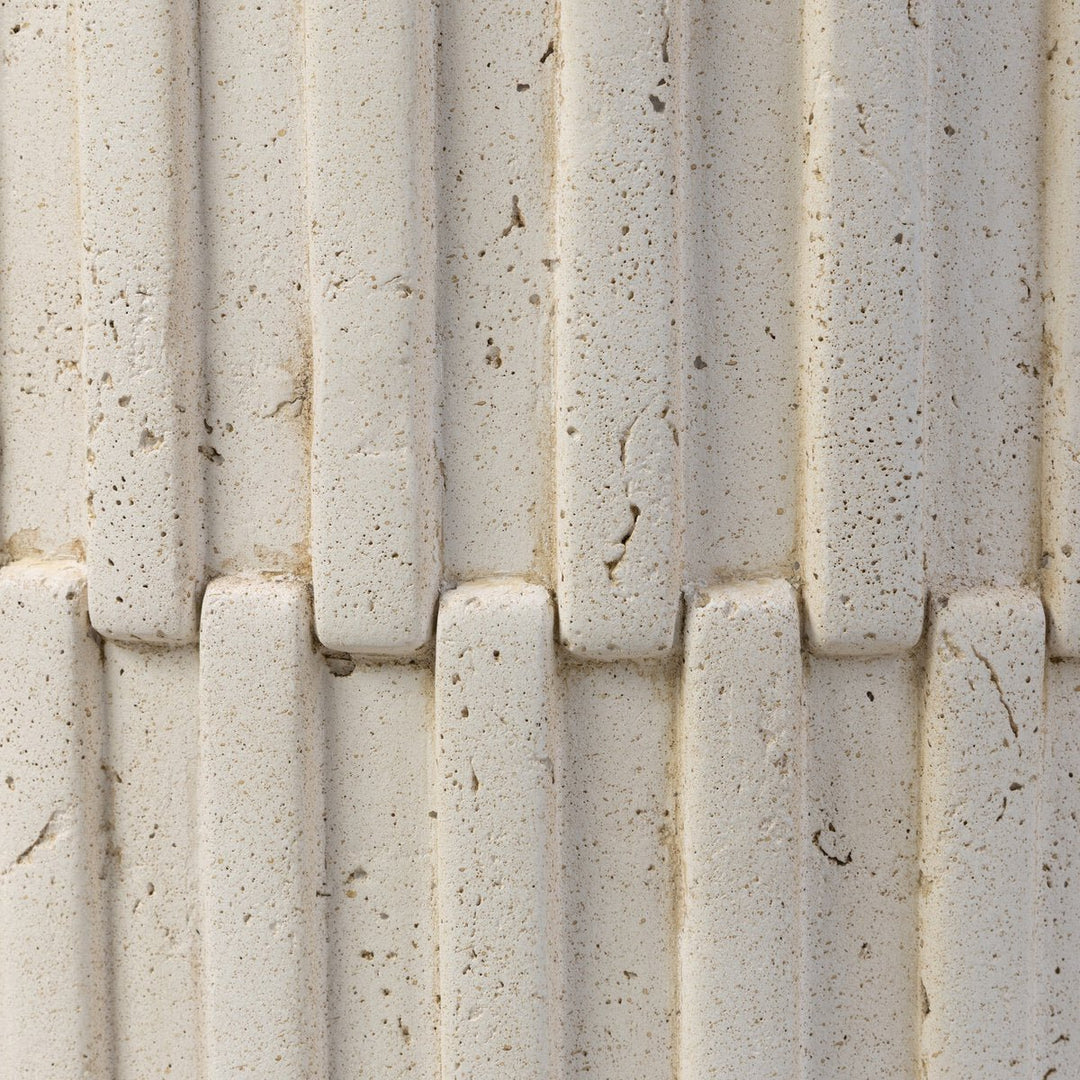 Callisto Outdoor End Table in Aged White Concrete detail view - Whats New Furniture Portland OR