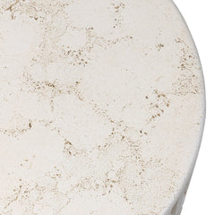 Callisto Outdoor End Table in Aged White Concrete detail view - Whats New Furniture Portland OR