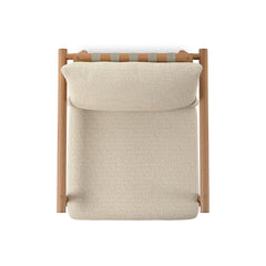 Cardiff Outdoor Chair in Faye Sand, Natural Teak detail view - Whats New Furniture Portland OR