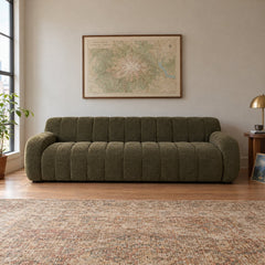Carina Sofa in Malmo Olive in a styled Portland living room - Whats New Furniture Portland OR