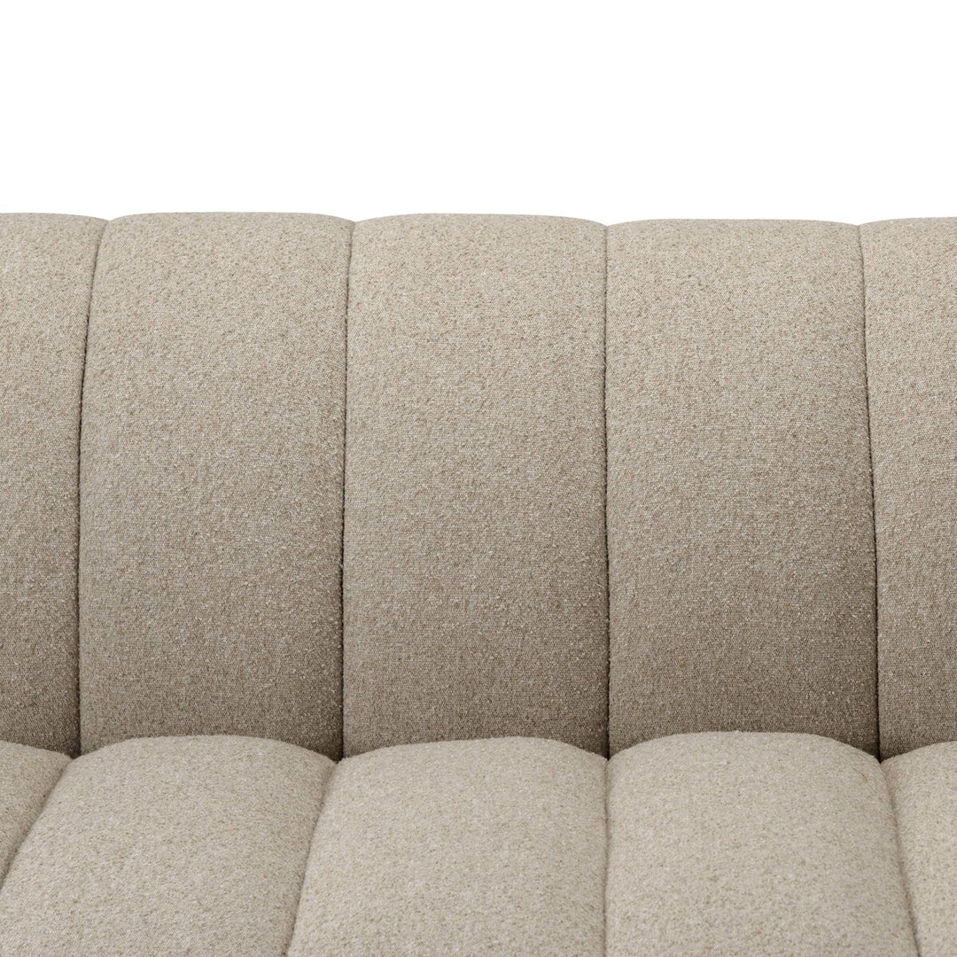 Carina Sofa in Weslie Flax channel tufted back and seat detail - Whats New Furniture Portland OR