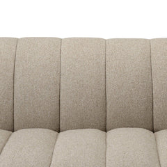 Carina Sofa in Weslie Flax channel tufted back and seat detail - Whats New Furniture Portland OR
