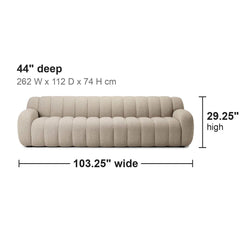Carina Sofa dimensions: 103.25" wide x 44" deep x 29.25" high - Whats New Furniture Portland OR