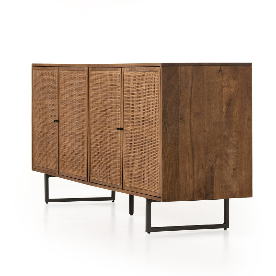 Carmel Sideboard in Brown Wash detail view of interior storage - Whats New Furniture Portland OR