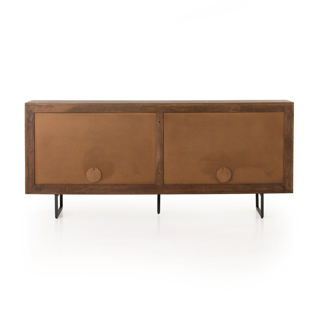 Carmel Sideboard gunmetal iron leg detail view - Whats New Furniture Portland OR