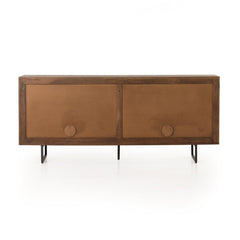 Carmel Sideboard gunmetal iron leg detail view - Whats New Furniture Portland OR