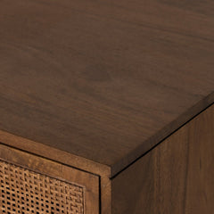 Carmel Sideboard in Brown Wash lifestyle view styled with decor - Whats New Furniture Portland OR