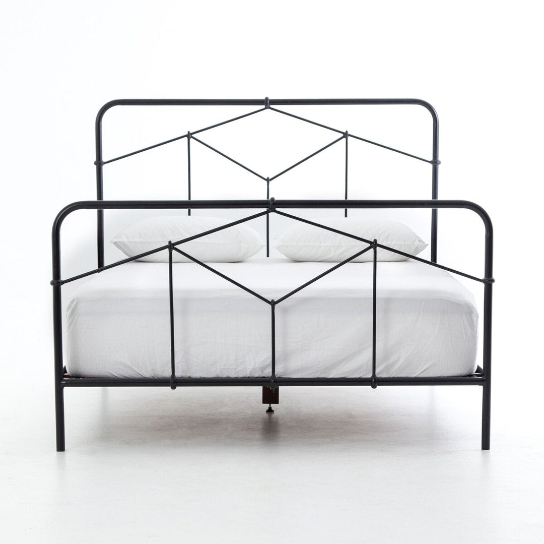 Casey Bed in Sandblasted Vintage Black front studio view - Whats New Furniture Portland OR