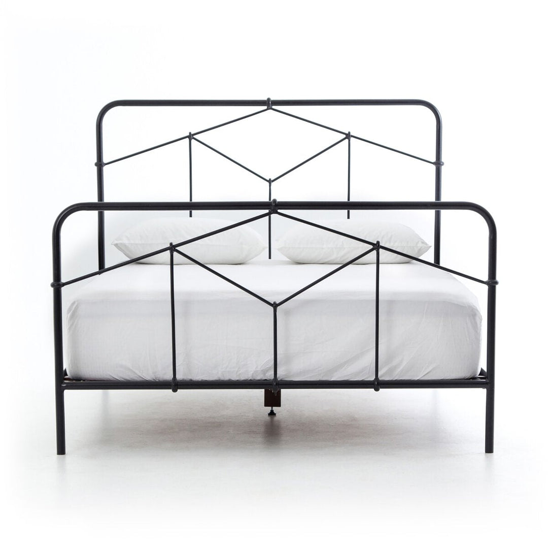 Casey Bed in Sandblasted Vintage Black front studio view - Whats New Furniture Portland OR