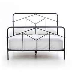 Casey Bed in Sandblasted Vintage Black front studio view - Whats New Furniture Portland OR