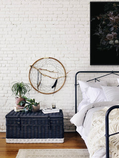Casey Bed in Sandblasted Vintage Black back view - Whats New Furniture Portland OR