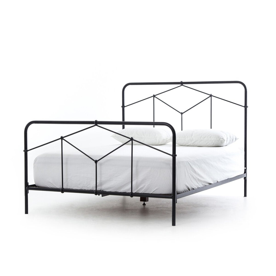 Casey Bed in Sandblasted Vintage Black three-quarter view - Whats New Furniture Portland OR
