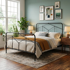 Casey Queen Bed in Black room setting - queen bed by Four Hands - Whats New Furniture Portland OR