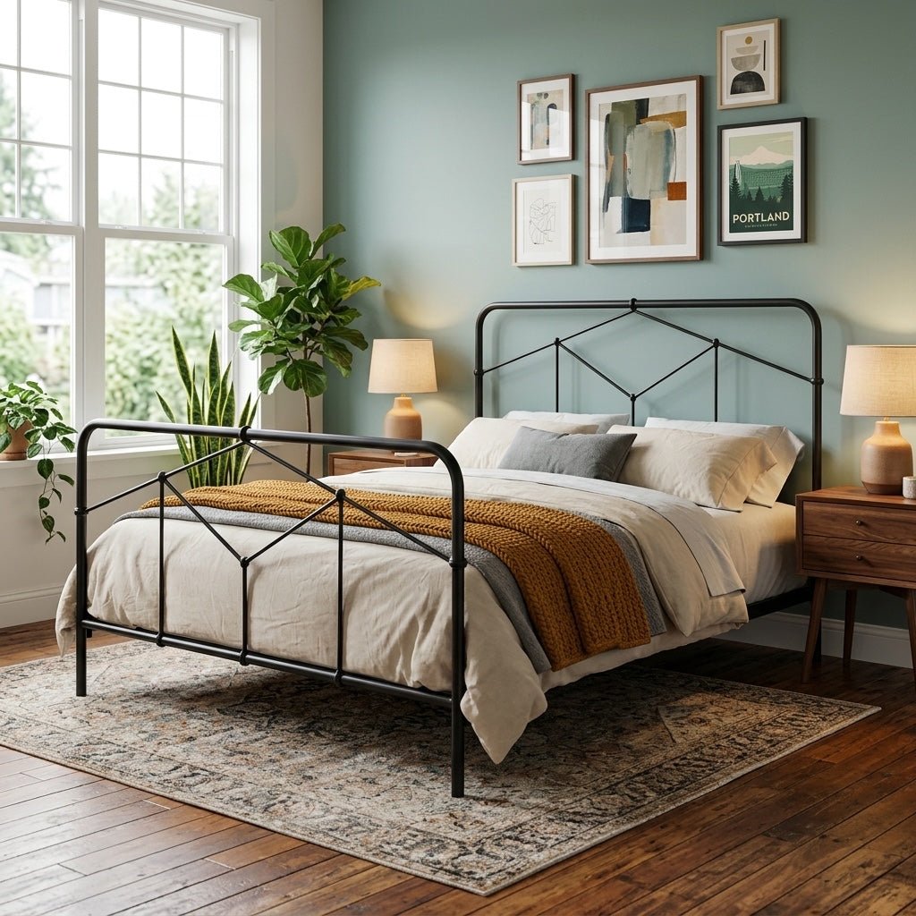 Casey Queen Bed in Black room setting - queen bed by Four Hands - Whats New Furniture Portland OR