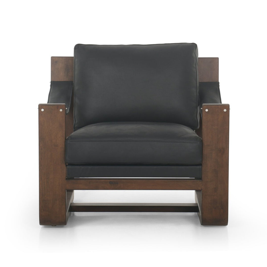 Cesar Chair in Carson Black front studio view - Whats New Furniture Portland OR