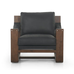 Cesar Chair in Carson Black front studio view - Whats New Furniture Portland OR