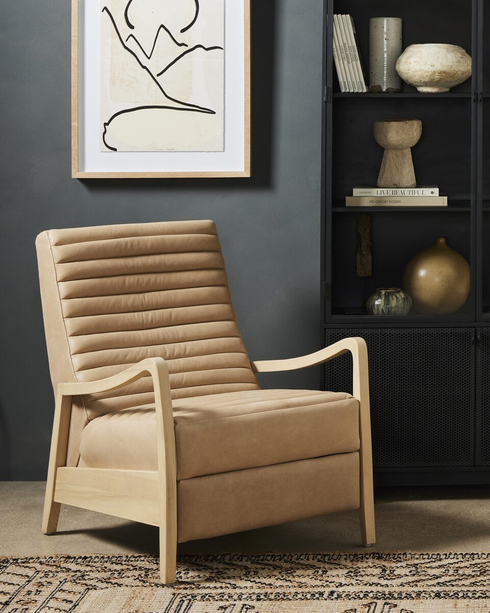 Chance Recliner in Palermo Nude back view - Whats New Furniture Portland OR