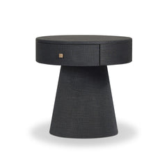 Chiro Nightstand in Black Linen three-quarter view - Whats New Furniture Portland OR