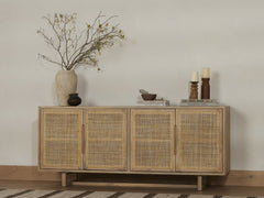 Clarita Sideboard in White Wash Mango back view - Whats New Furniture Portland OR