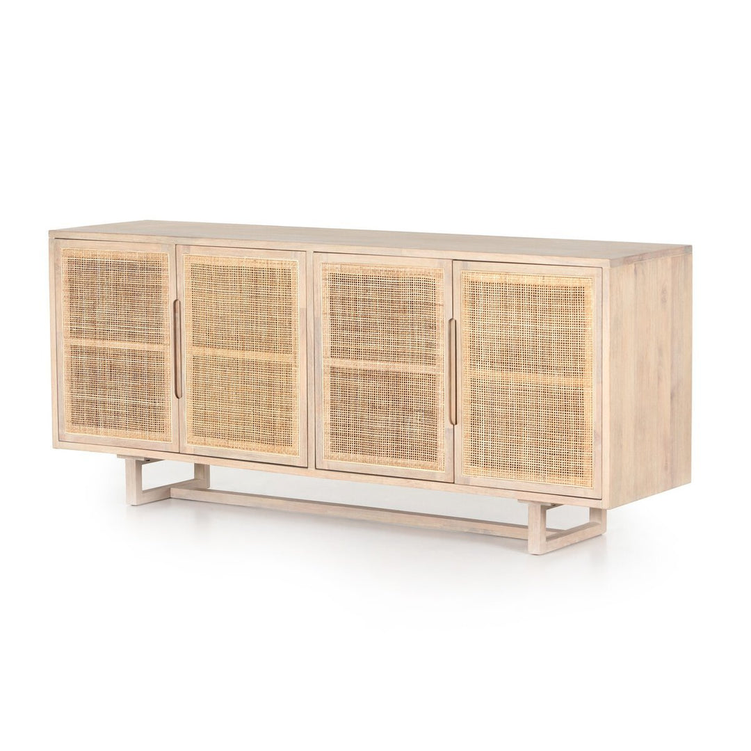 Clarita Sideboard in White Wash Mango three-quarter view - Whats New Furniture Portland OR