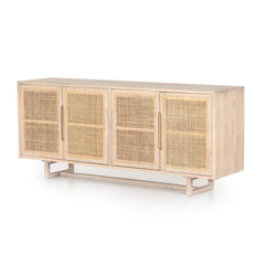 Clarita Sideboard in White Wash Mango three-quarter view - Whats New Furniture Portland OR