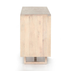 Clarita Sideboard in White Wash Mango side view - Whats New Furniture Portland OR