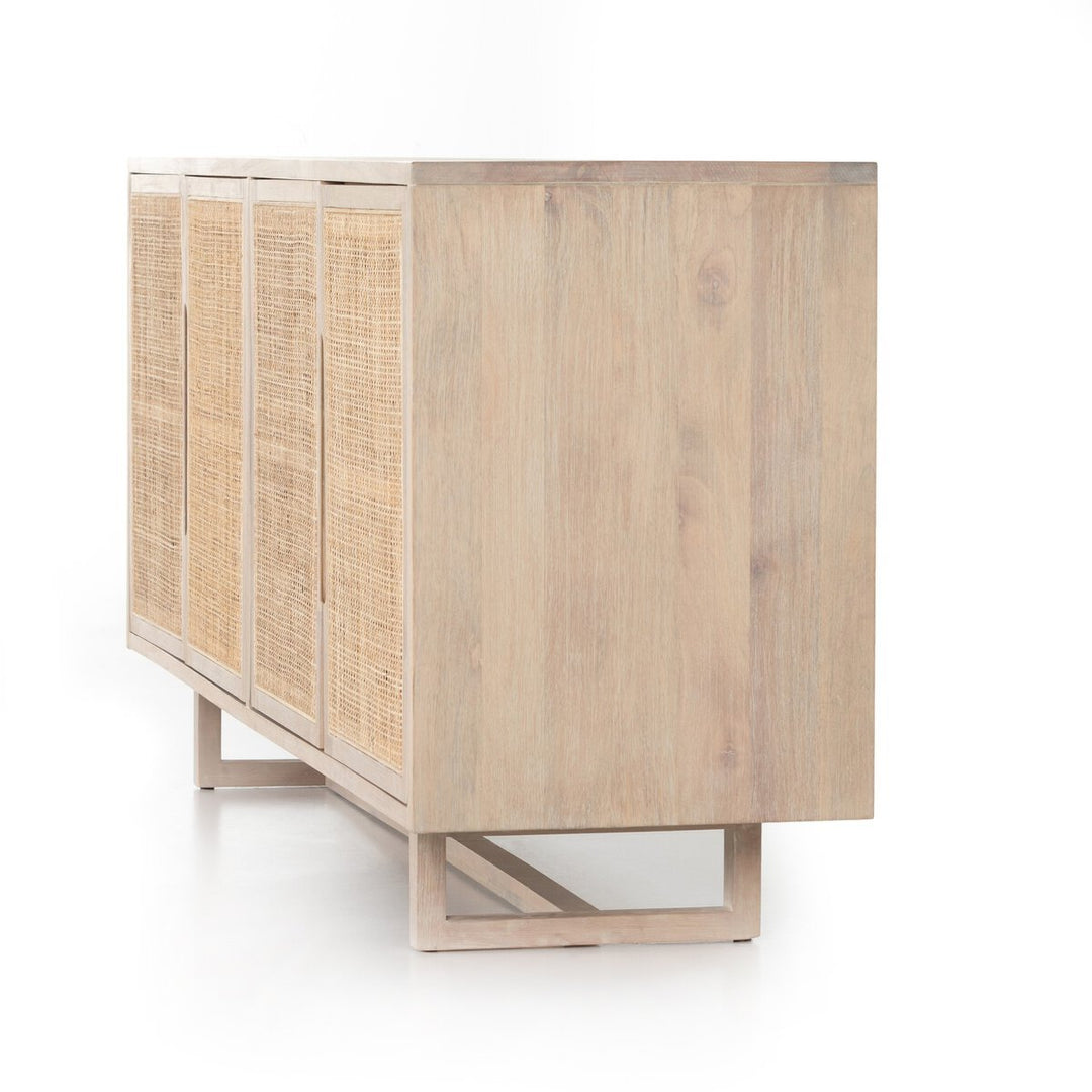 Clarita Sideboard in White Wash Mango detail view 4 - Whats New Furniture Portland OR