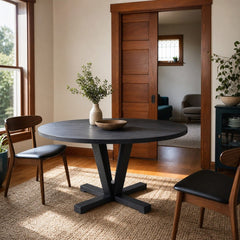 Cobain Dining Table in Flint Black 60" styled in Portland AlbertArts foursquare dining room - Whats New Furniture