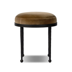 Corinne Accent Stool in Surrey Ochre front studio view - Whats New Furniture Portland OR