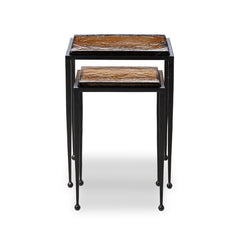 Dalston Nesting End Table Set in Amber Cast Glass front studio view - Whats New Furniture Portland OR