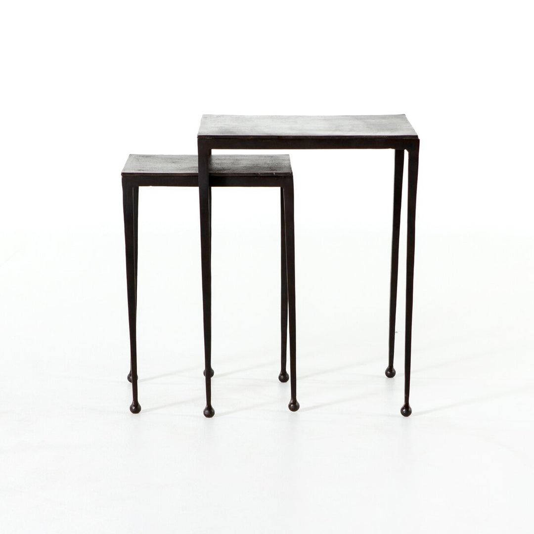 Dalston Nesting End Table Set in Antique Rust front studio view - Whats New Furniture Portland OR