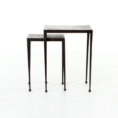 Dalston Nesting End Table Set in Antique Rust front studio view - Whats New Furniture Portland OR
