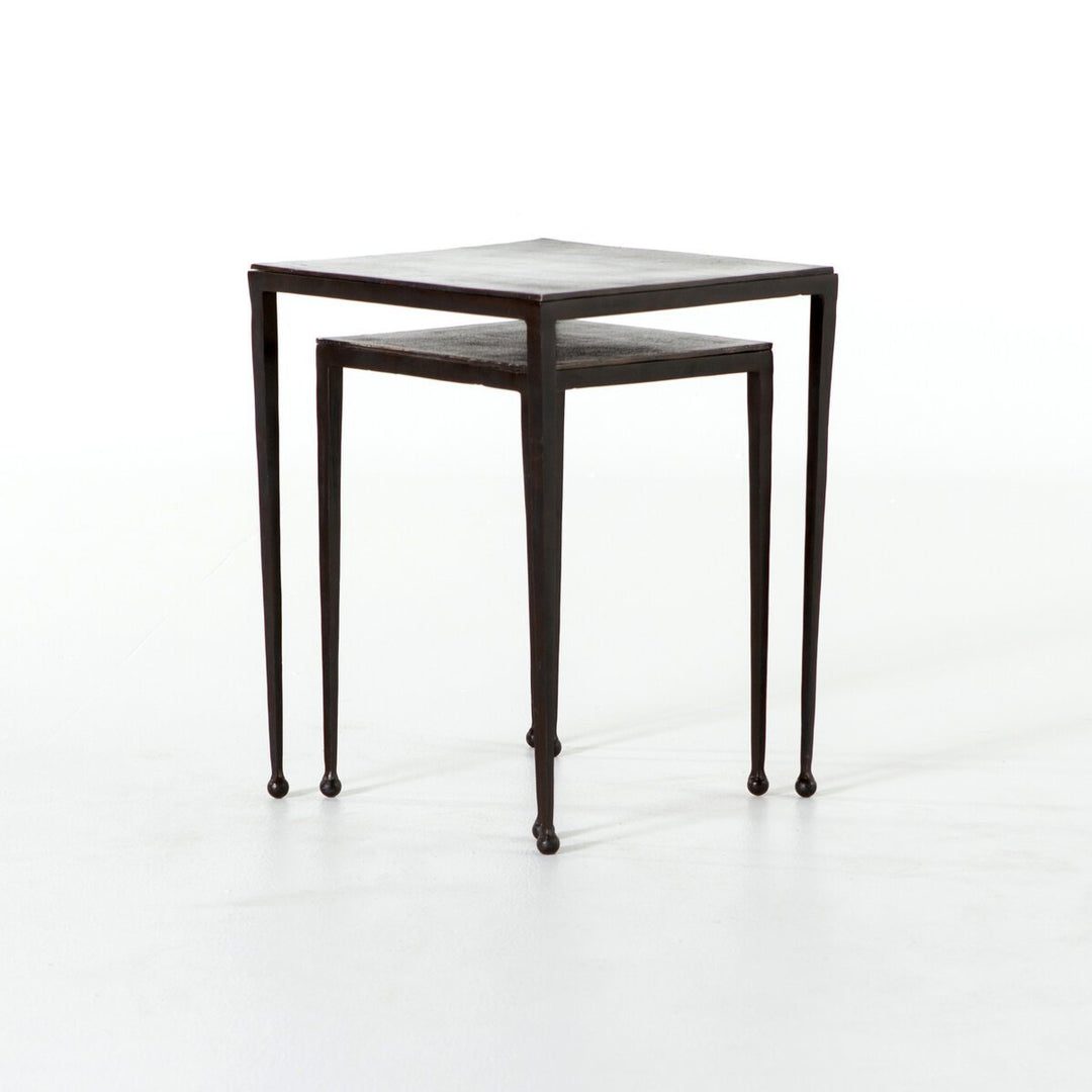 Dalston Nesting End Table Set in Antique Rust side studio view - Whats New Furniture Portland OR