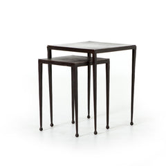 Dalston Nesting End Table Set in Antique Rust three-quarter studio view - Whats New Furniture Portland OR