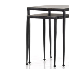 Dalston Nesting End Table Set in Raw Black fourth detail view - Whats New Furniture Portland OR