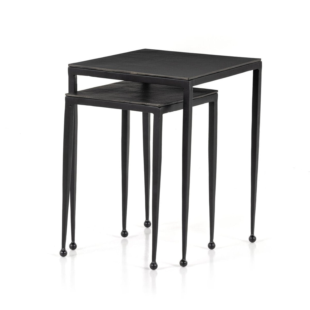 Dalston Nesting End Table Set in Raw Black front studio view - Whats New Furniture Portland OR