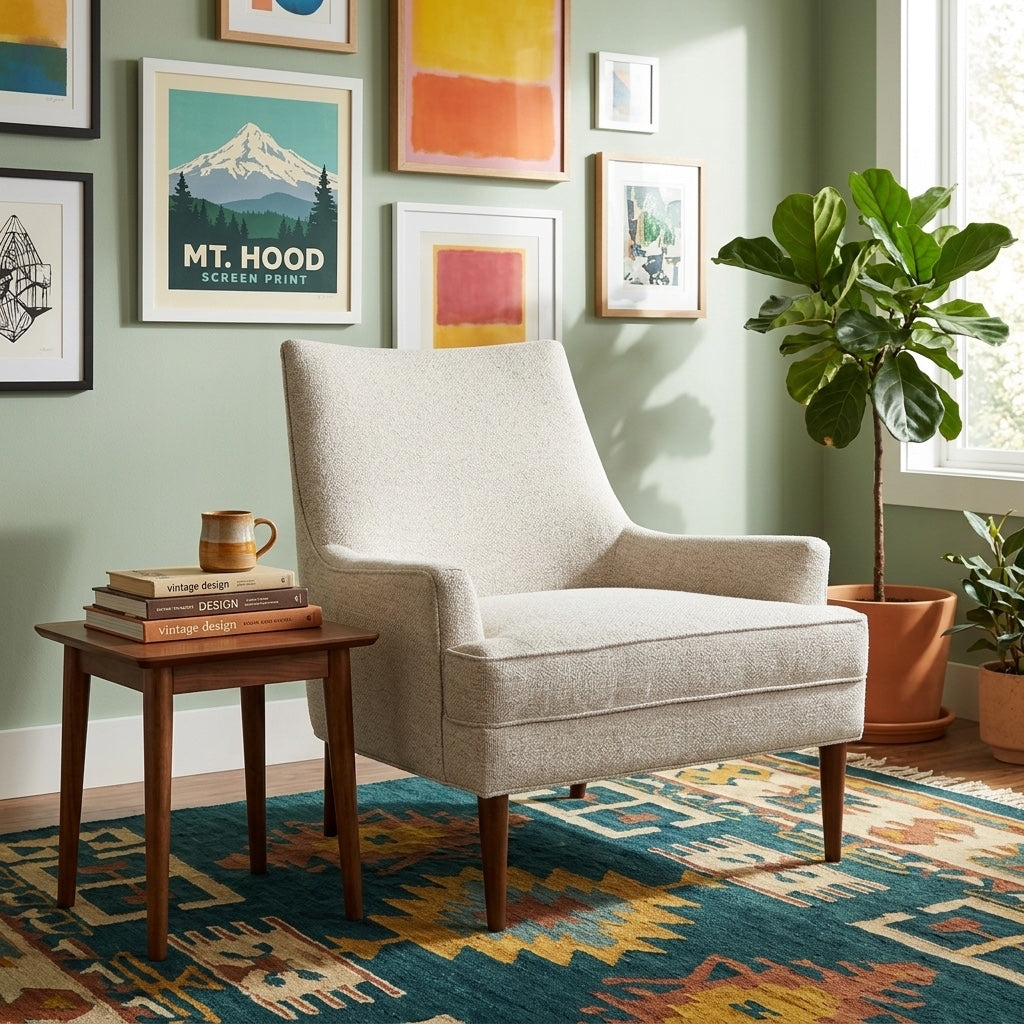 Danya Chair in Noble Platinum room setting - accent chair by Four Hands - Whats New Furniture Portland OR