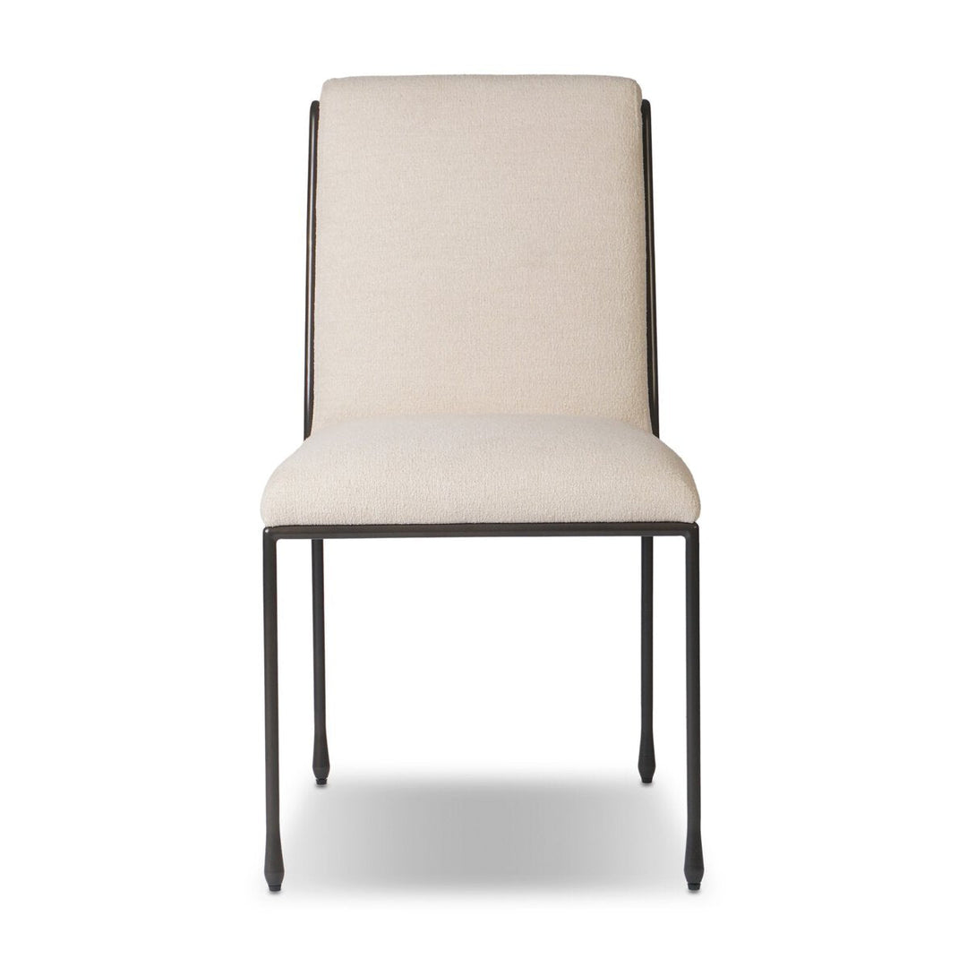 Decker Dining Chair in Crypton Wayfarer Snow front studio view - Whats New Furniture Portland OR