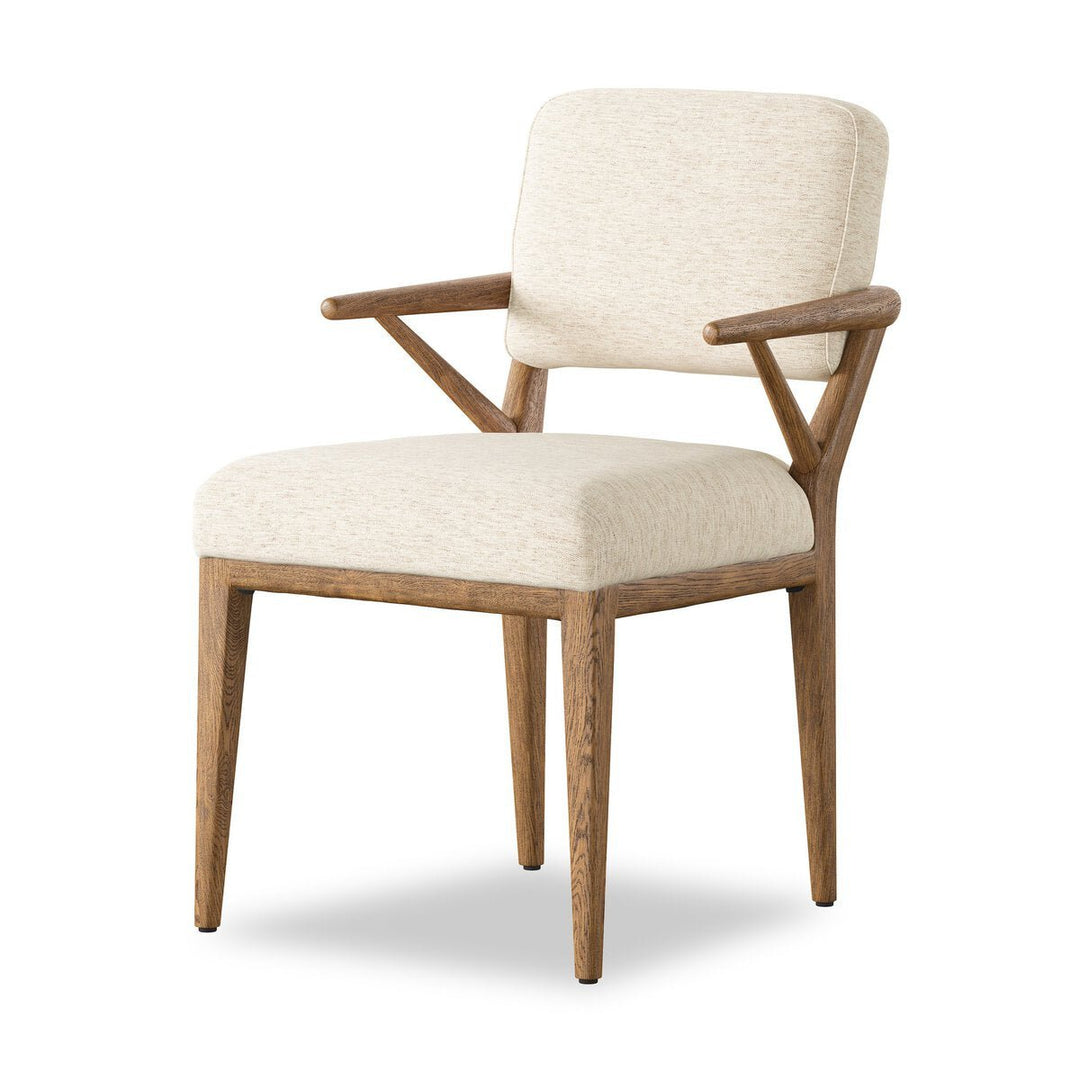 Deidre Dining Chair in Crypton Nomad Snow three-quarter studio view - Whats New Furniture Portland OR