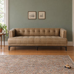 Dylan Sofa 78" compact in Palermo Drift leather in a styled Portland living room - Whats New Furniture Portland OR