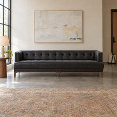 Dylan Sofa 91" in Rider Black leather in a styled Portland living room - Whats New Furniture Portland OR