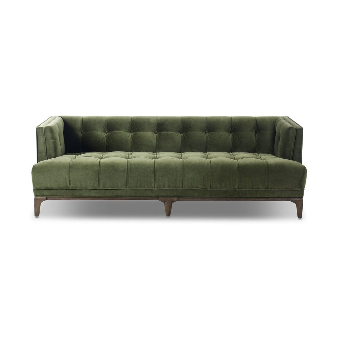Dylan Sofa in Sapphire Olive front studio view - Whats New Furniture Portland OR