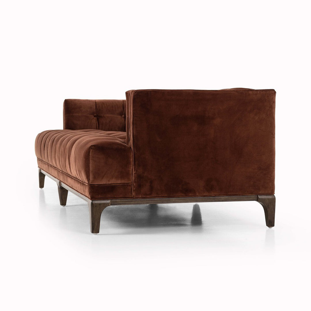 Dylan Sofa in Surrey Auburn velvet rear three-quarter view - Whats New Furniture Portland OR