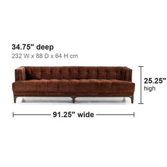Dylan Sofa 91" dimensions: 91.25" wide x 34.75" deep x 25.25" high - Whats New Furniture Portland OR