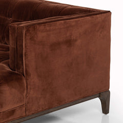 Dylan Sofa in Surrey Auburn velvet track arm corner detail - Whats New Furniture Portland OR